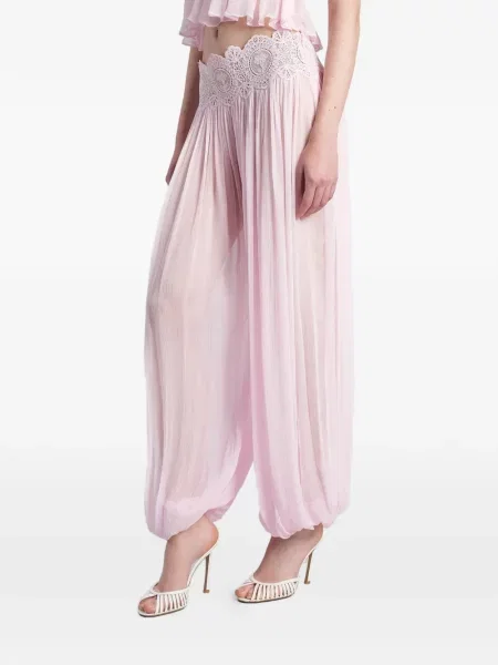 Pantaloni Retrofete din dantelă roz