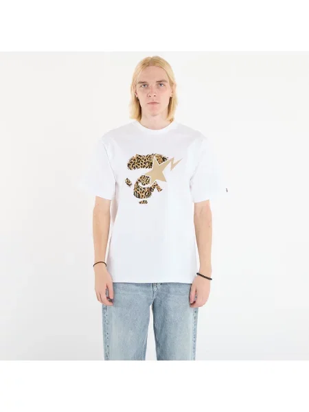 Tricou A BATHING APE Wild Leopard Pattern Ape Face Sta Tee UNISEX White XXL alb