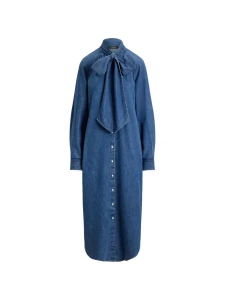 Rochie midi Lauren Ralph Lauren cu legături albastru