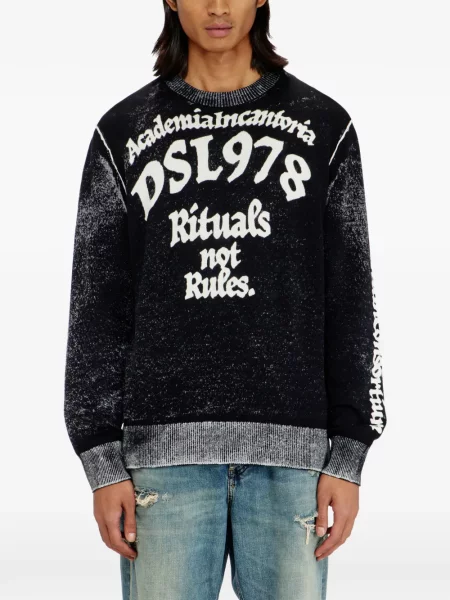 Pulover Diesel cu imagine negru