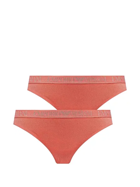 Chiloți tanga Armani Exchange cu autograf portocaliu