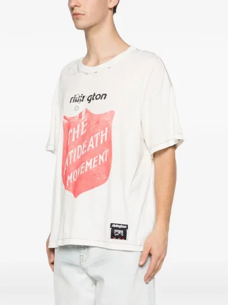 Tricou grafic Rivington Roi Rebis zdrențuiți alb