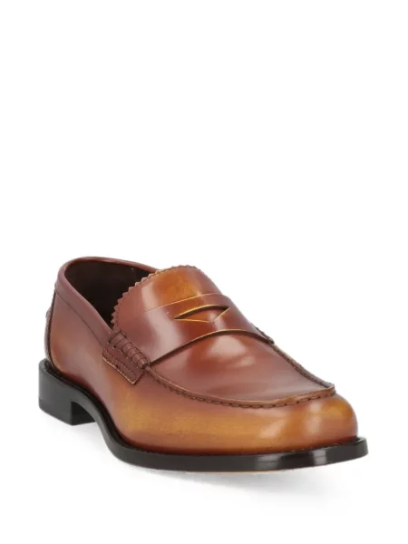 Pantofi loafer Doucal's din piele cu bretele maro