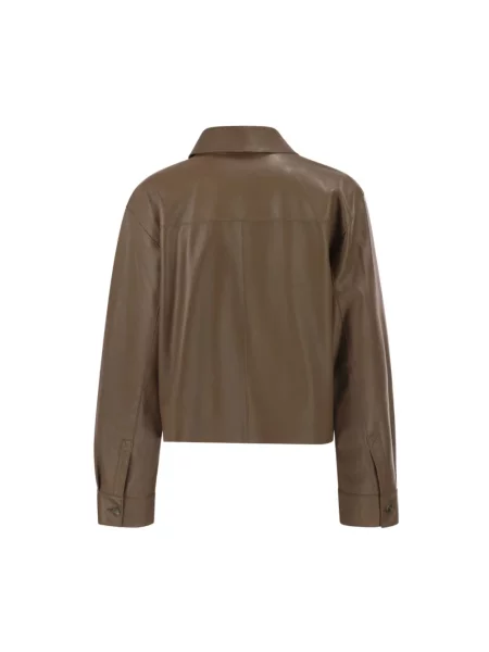 Kurtka skórzana Weekend Max Mara brązowa