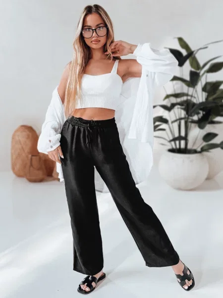 Spodnie casualowe wide leg LOVETRIP Dstreet czarne