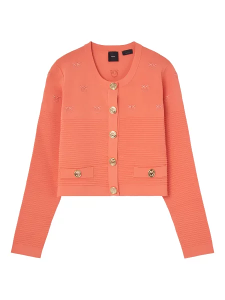 Haftowana kurtka Pinko prążkowana różowa