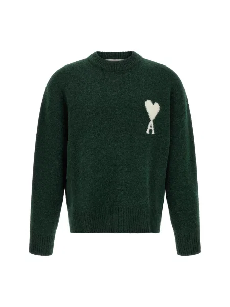 Sweter Ami Paris wełniany zielony