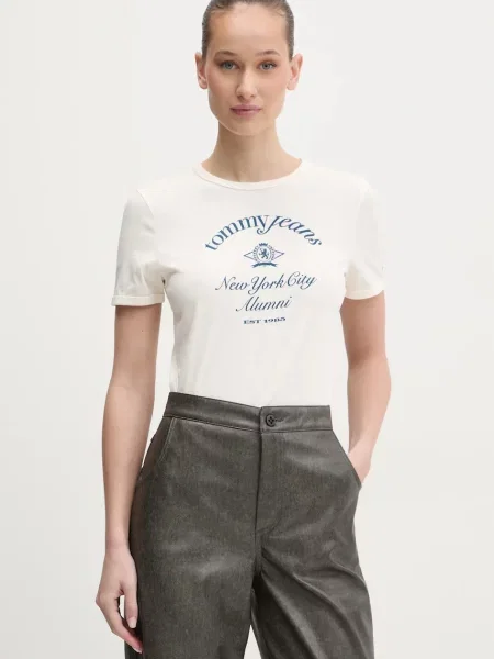 Tommy Jeans tričko béžové