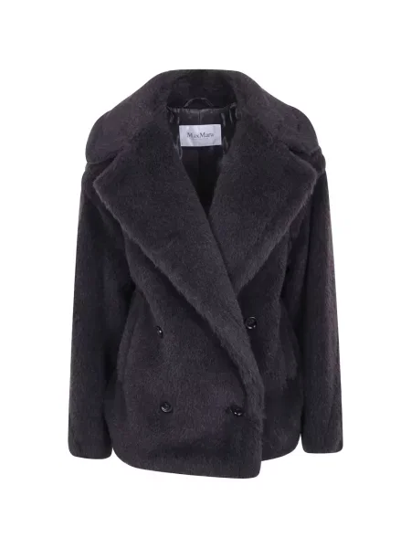 Palton Max Mara din lână alpaca cu două rânduri de nasturi maro
