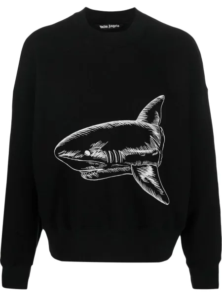 Hanorac crewneck Palm Angels cu decolteu rotund negru