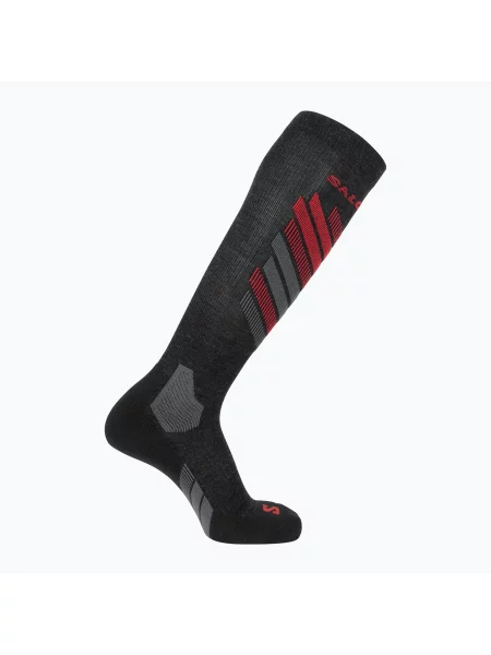 Скиорски чорапи Salomon S/Max anthracite/fiery red сиво