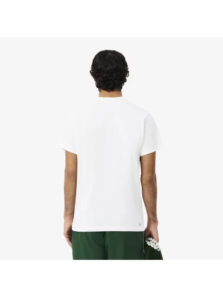 Lacoste Sportowy T-Shirt Ultra Dry Z Graficznym Nadrukiem biały