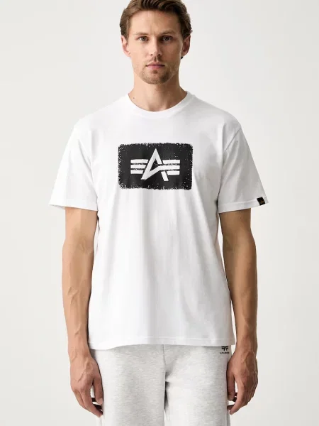 Alpha Industries t-shirt ανδρικό Washed Out λευκό