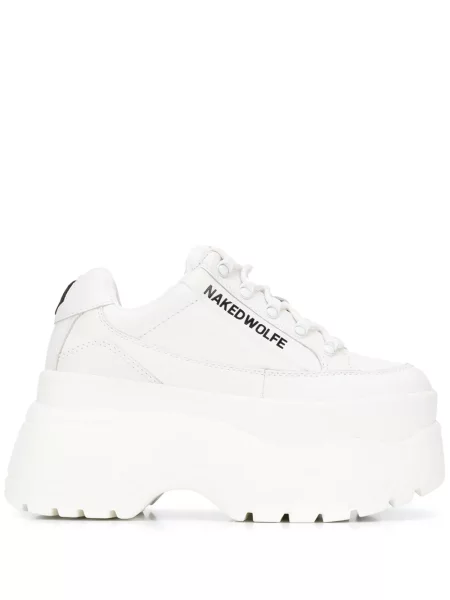 Sneakerși Naked Wolfe cu platformă alb