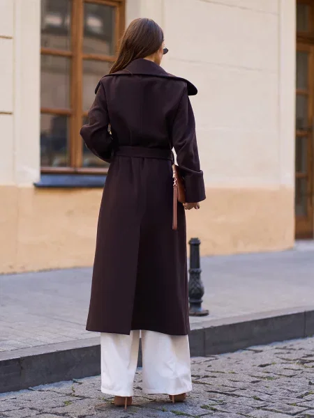 Вовняне Пальто ISSA Plus темно-коричневий коричневе