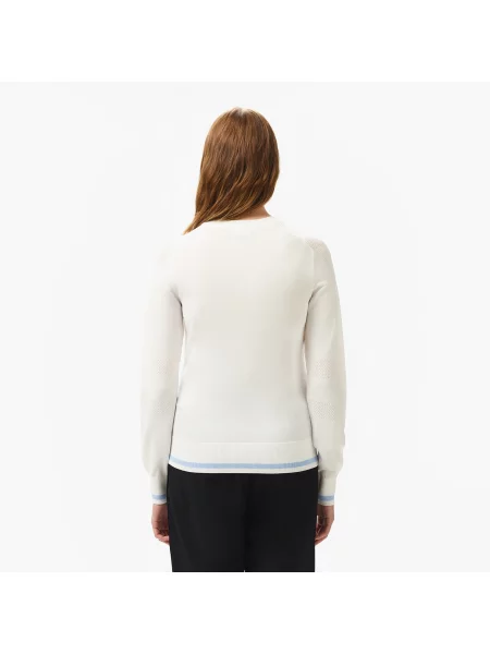 Lacoste Sweter Z Okrągłym Dekoltem Regular Fit biały