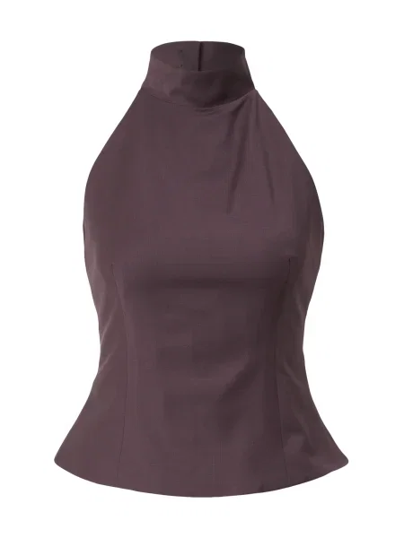 Remain bluză din amestec de lână uni maro