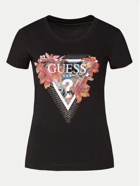 Guess Tricou Ss Cn Tropical Train negru