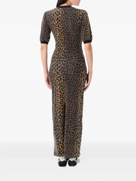 Pantaloni scurți Adidas zdrențuiți cu dungi din satin maro