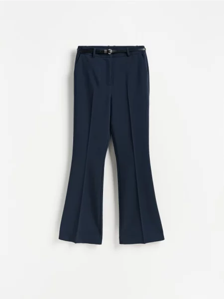 Reserved Pantaloni flare cu curea bleumarin