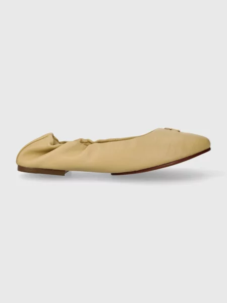 Кожени балеринки Tommy Hilfiger TH ELEVATED ELASTIC BALLERINA бежово