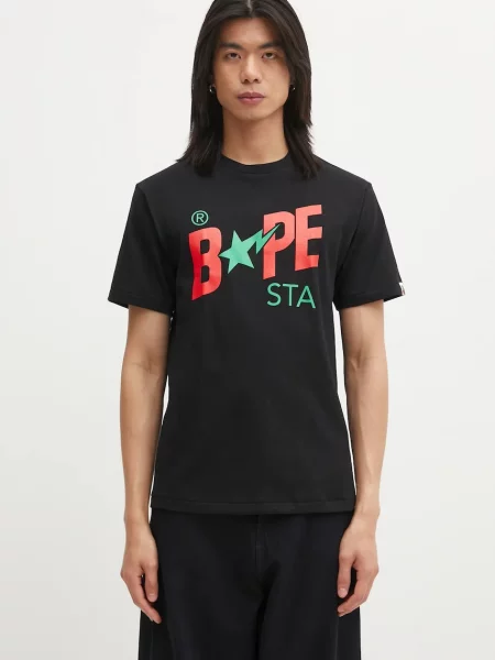 A Bathing Ape tricou din cu imprimeu negru
