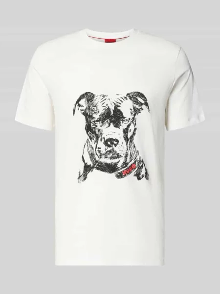 HUGO t-shirt wzorzysty biały