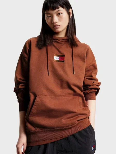 Дитяче худі Tommy Jeans коричневе
