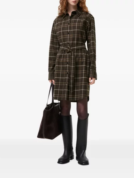 Rochie tip cămașă Burberry în carouri maro