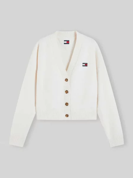 Kardigan rozpinany o kroju relaxed fit z dodatkiem wełny z alpaki i dodatek wełny Tommy Jeans biały