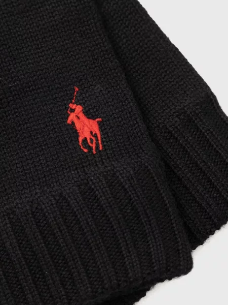 Шерстяные перчатки Polo Ralph Lauren черные