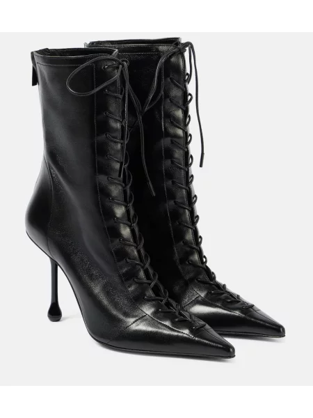 Botine Jimmy Choo cu șireturi din piele negru