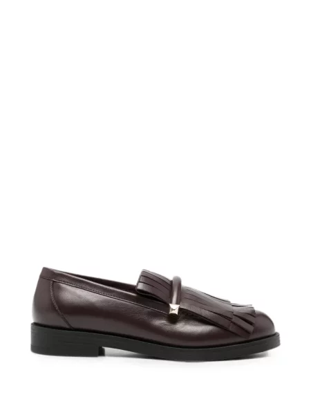 Pantofi loafer Jimmy Choo cu franjuri din piele maro