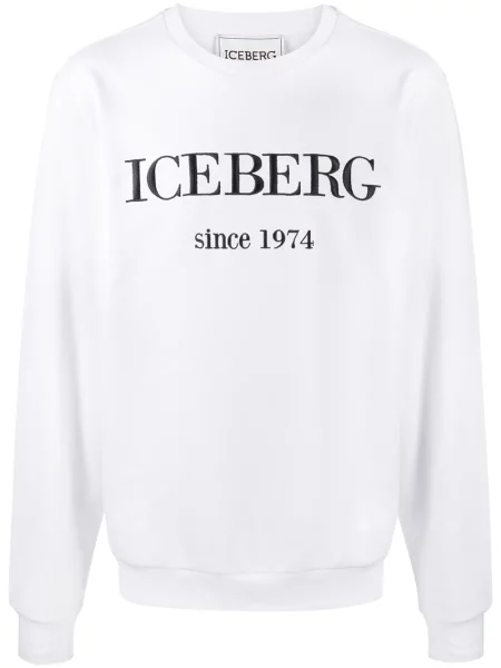 Pulover Iceberg cu broderie cu decolteu în U alb