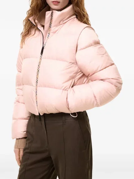 Geacă cu puf Burberry în carouri roz