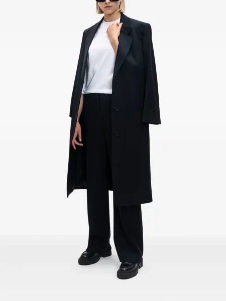 Pantaloni The Row plisate cu picior lat negru