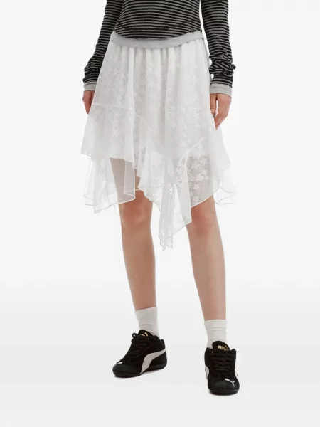 Fusta mini Mini Cream cu imagine alb