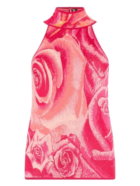 Top Roberto Cavalli cu model floral cu imagine roz