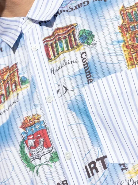 Prugasta košulja Comme Des Garçons Shirt s printom plava