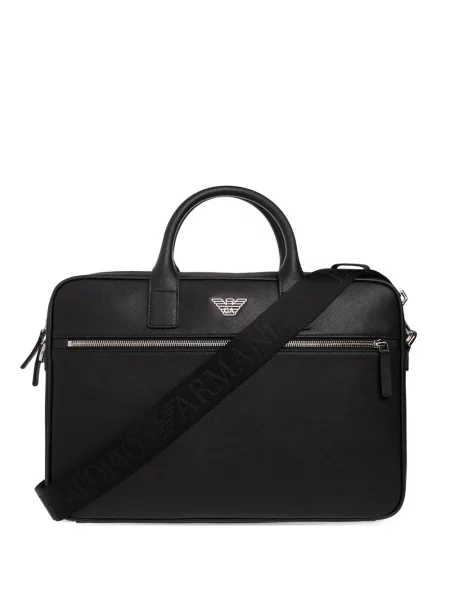 Servietă Emporio Armani cu autograf negru