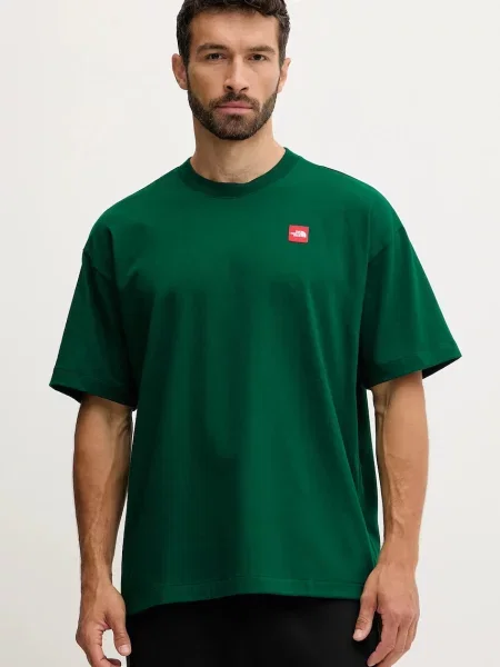 Тениска The North Face Redbox с изчистен дизайн зелено