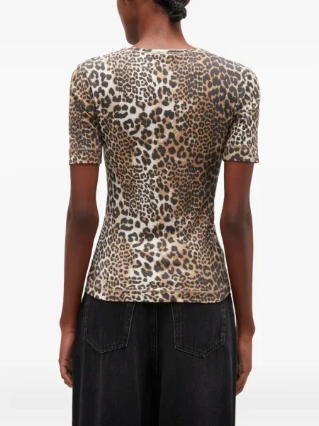 Tricou Ganni scurt maro