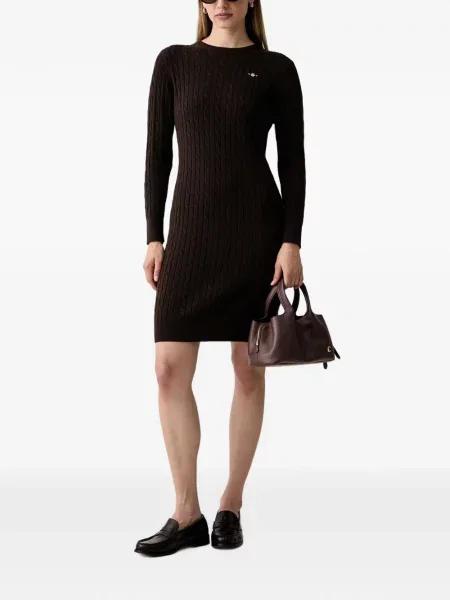 Rochie mini Gant cu broderie tricotate maro
