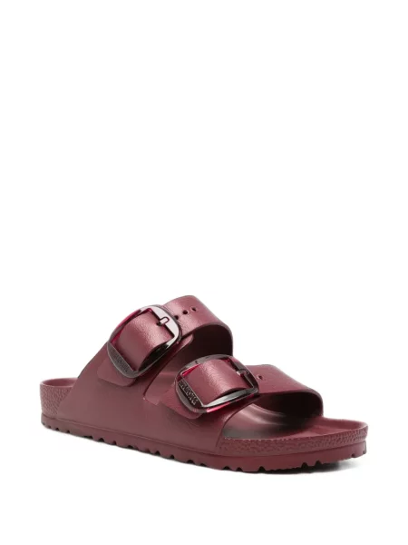 Sandale Birkenstock fără toc cu cataramă roșu