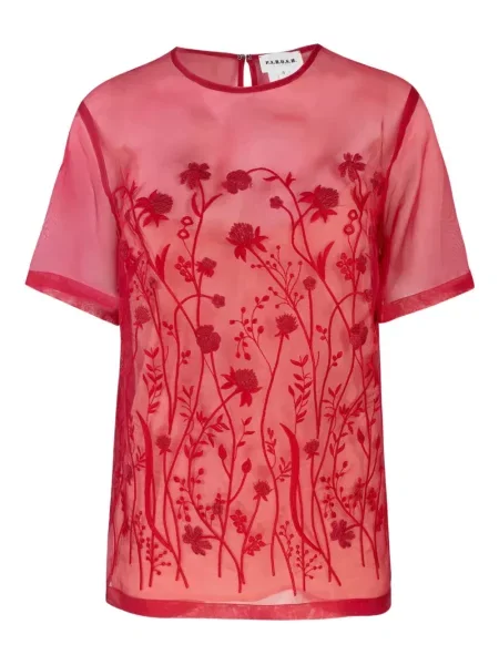 Top P.a.r.o.s.h. cu broderie cu model floral roșu