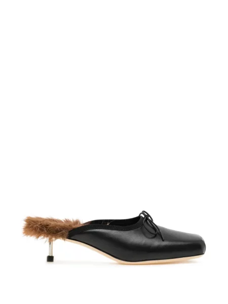 Blană artificială papuci tip mules Simone Rocha negru