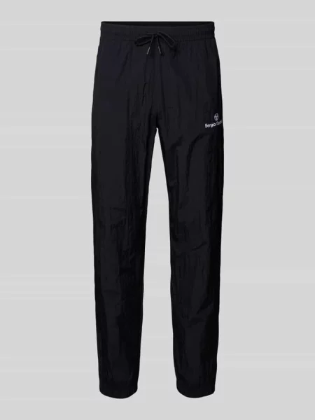 Spodnie materiałowe o kroju straight fit z wyhaftowanym logo model Nayla' Sergio Tacchini czarne