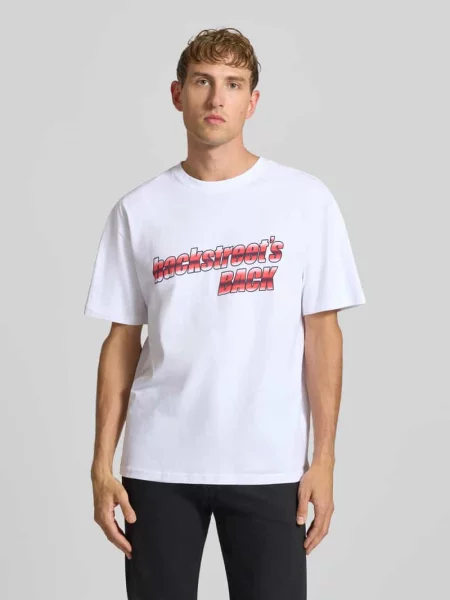 T-shirt z czystej bawełny o kroju regular fit Model Backstreet Boys' Mister Tee biała