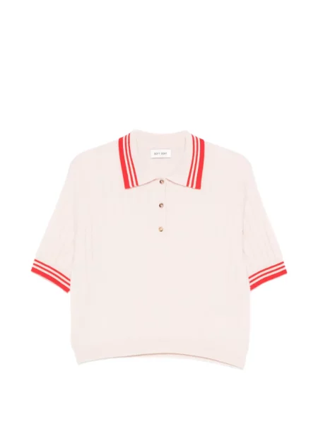 Polo Soft Goat cu dungi fără armătură roz