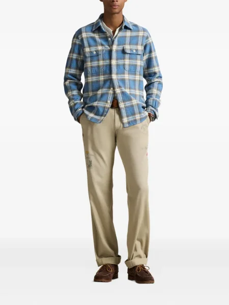 Dlouhá pruhovaná s límcem kšiltovka Polo Ralph Lauren modrá